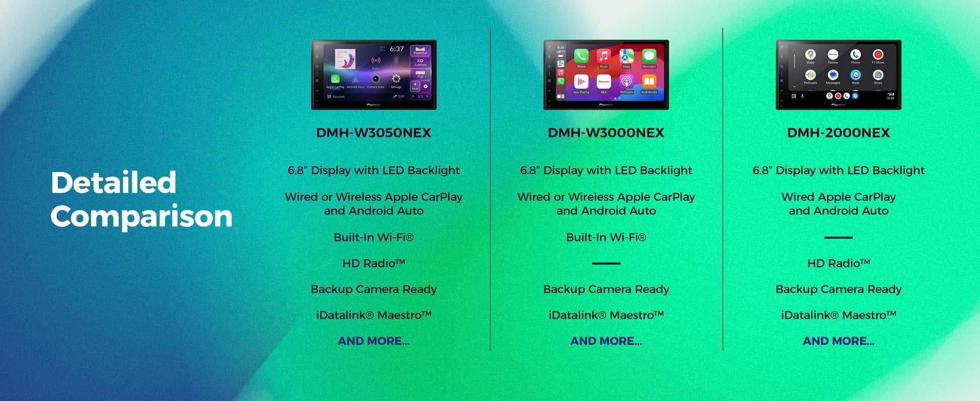 Pioneer DMH-W3000NEX — Comparison