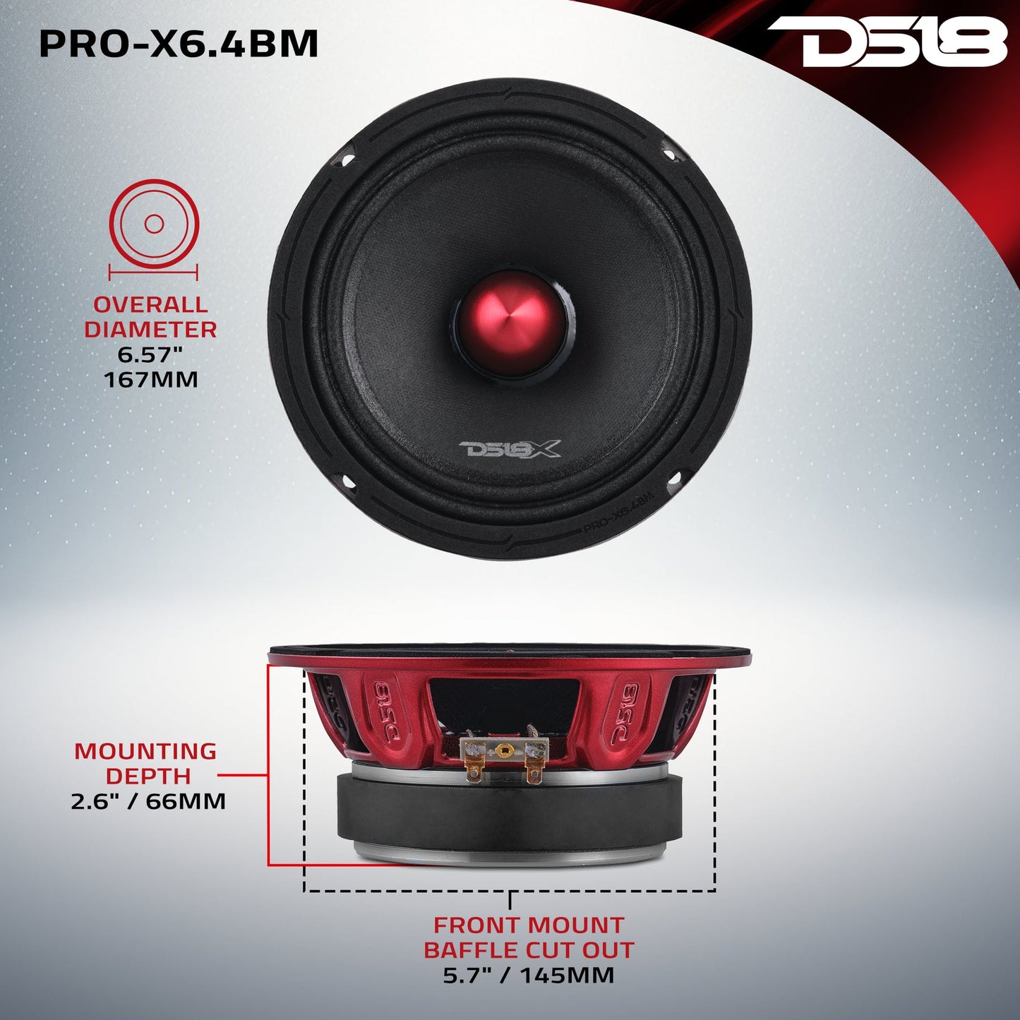DS18 PRO-X6.4BMPK — Speaker Dims