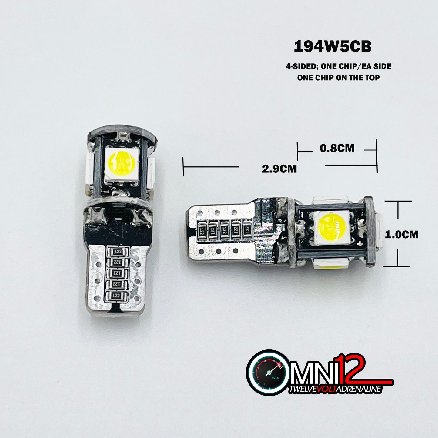 194 T0 5 CHIP LED CANBUS BULB PAIR WHITE