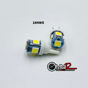 194 5 CHIP LED BULB PAIR VARIOUS COLORS - 194W5 / 194A5 / 194B5 / 194R5 / 194G5