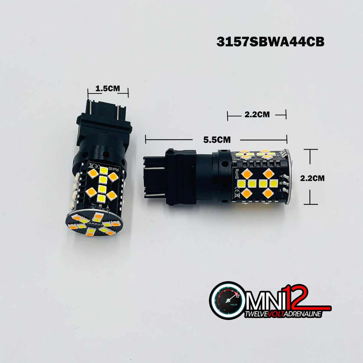 3157 T8 44 CHIPLED BULB PAIR WHITE AMBER SWITCHBACK WITH BUILT-IN CANBUS (1 PAIR)