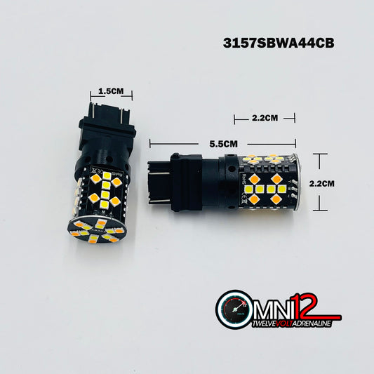 3157 T8 44 CHIPLED BULB PAIR WHITE AMBER SWITCHBACK WITH BUILT-IN CANBUS (1 PAIR)