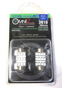 INTERIOR LED PAIR 39MM FESTOON BLUE LED