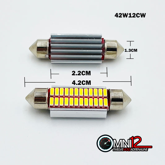 42MM 24 SMD 4014 CANBUS LED BULBS - 42W12CW (1 PAIR)