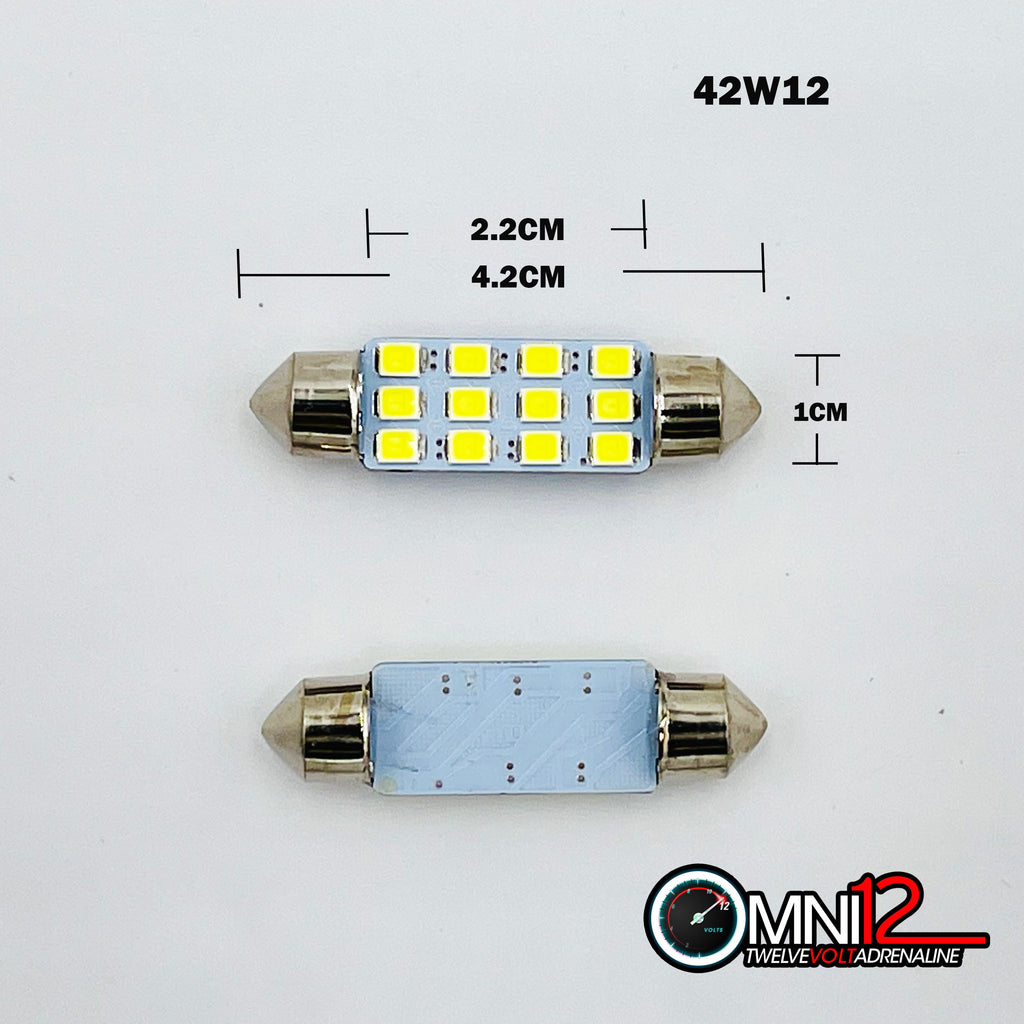 42MM SMD LED FESTOON STYLE BULBS WHITE – 1 PAIR