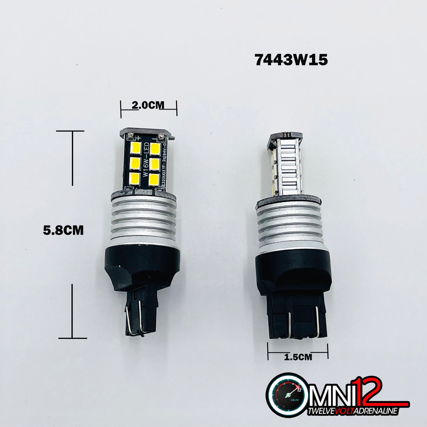 7443 15 CHIP LED COOL WHITE BULB PAIR