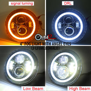 Jeep World 7In High Low Beam Headlight with amber white halo