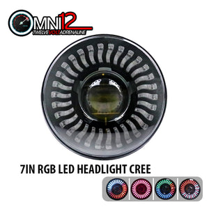 Jeep World 7In Round Multi-color LED Headlight Demon Eyes for Jeep Wrangler JK
