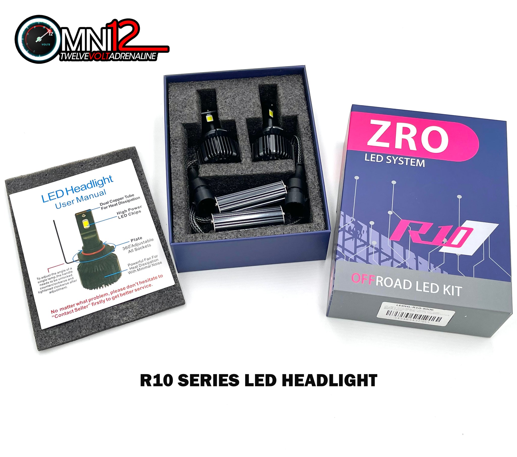 Omni12 R10 LED headlight kit-With Built-in Canbus Driver 7500lm/pc