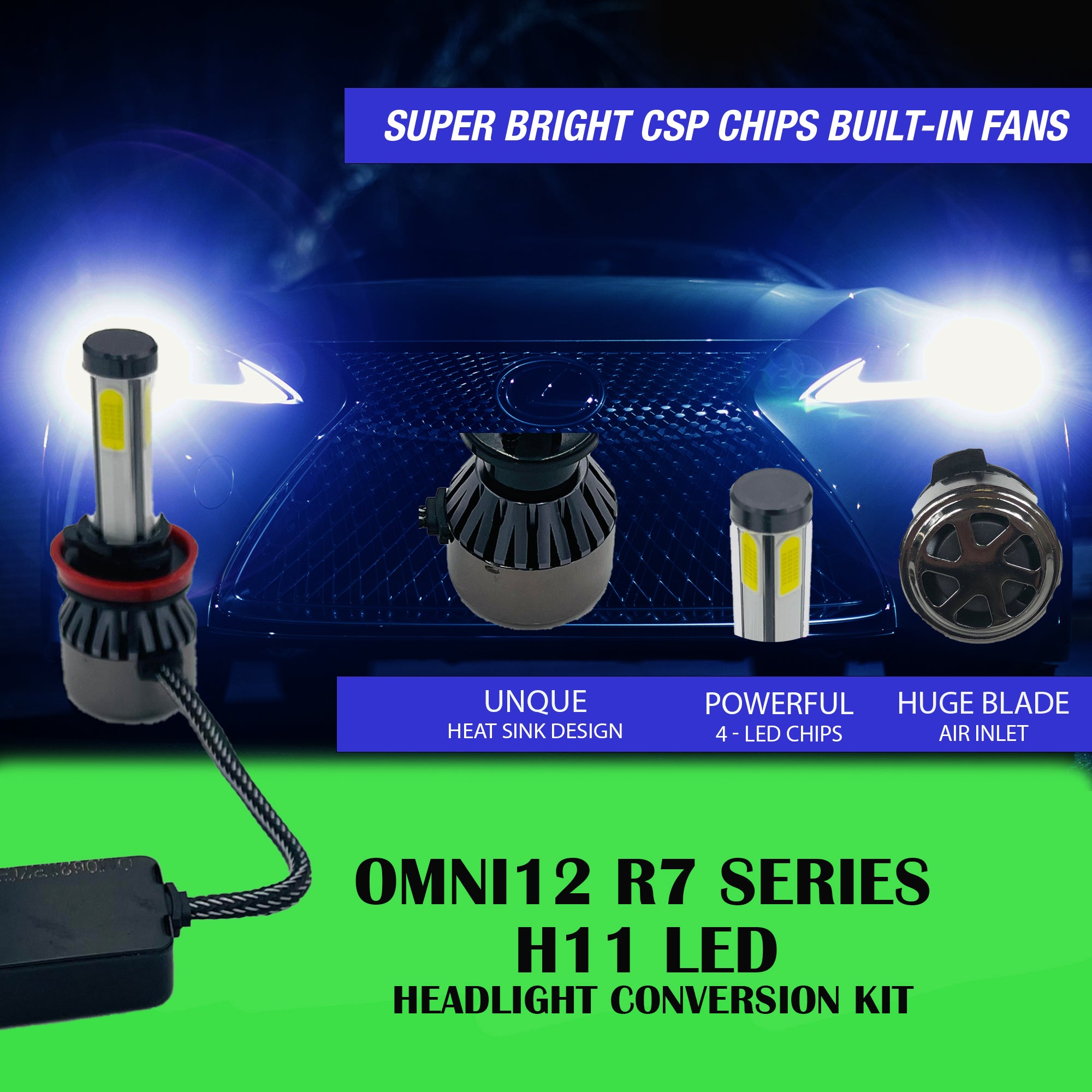 Omni12 R7 SERIES LED HEADLIGHT CONVERSION KIT (4 SIDED)