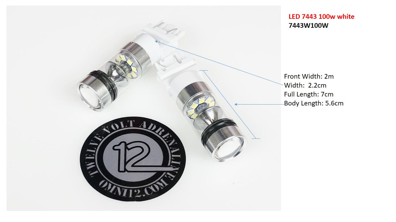 7443 100W LED Bulb Pair T20