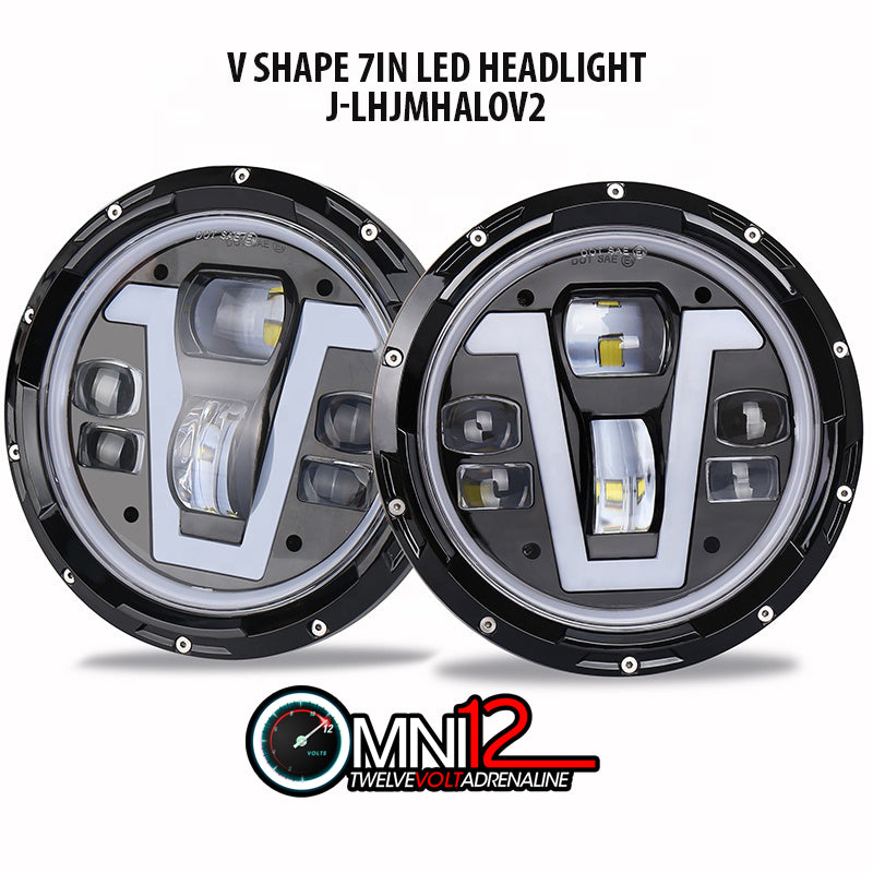Jeep World 7 inch V shape led headlight