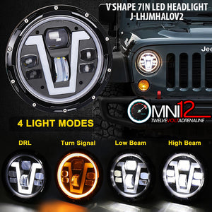Jeep World 7 inch V shape led headlight