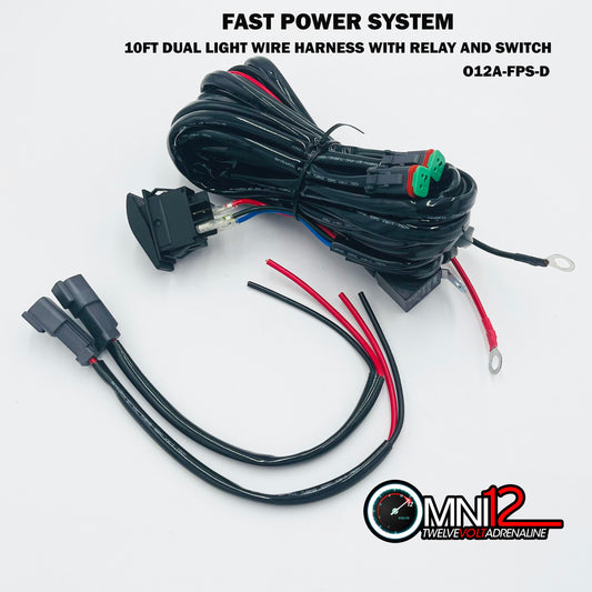 O12 Fast Power System 10FT Dual Light Wire Harness with Relay and Switch