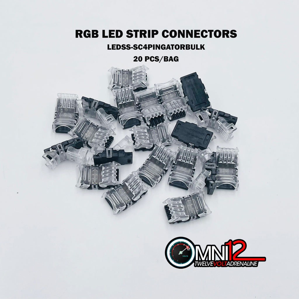 LED Strips Connectors 4 Pin Alligator Style for RGB LED Strips 20 pc/Bag